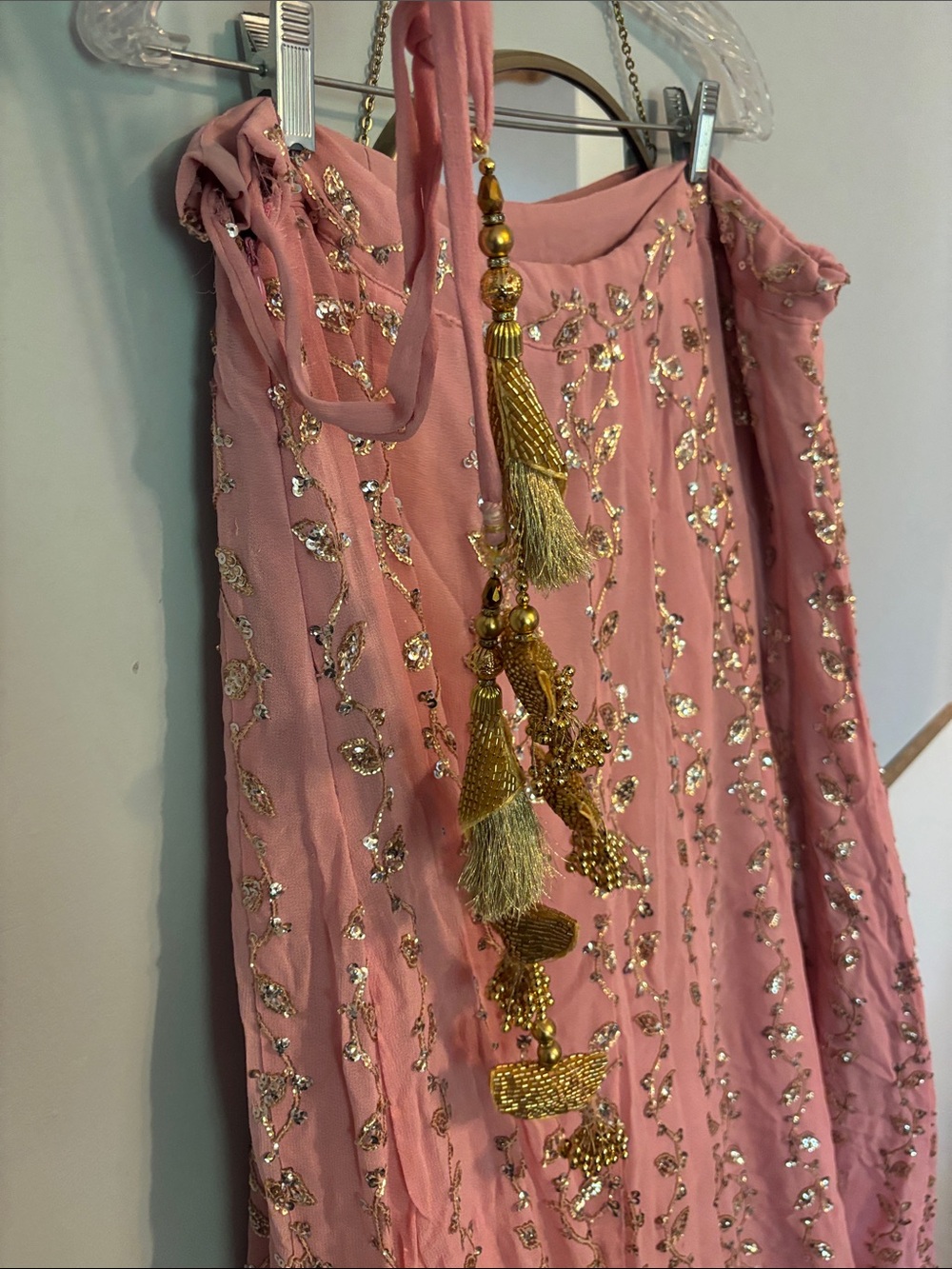 Embellished Pink A-Line Lehenga - Picture 3 of 8